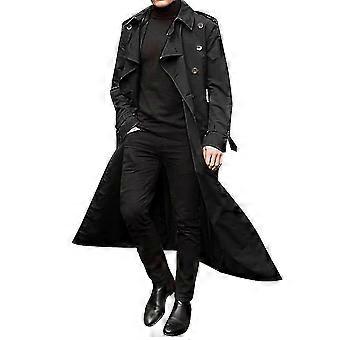 Moderner Herren Herbstmantel, langer Trenchcoat mit breitem Revers. Vielseitiger Übergangsmantel für Männer.