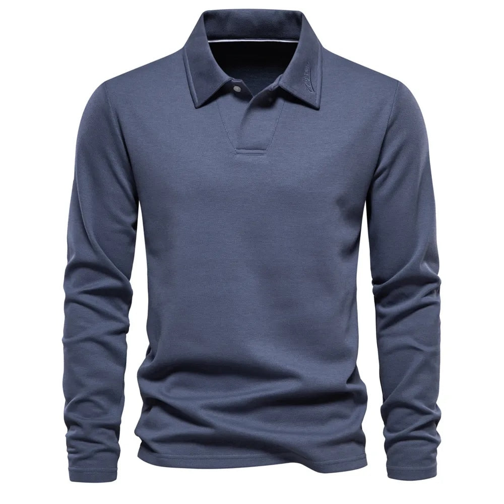 Eleganter Herren Polopullover mit Langarm für Business Casual und Freizeit. Klassischer Strickpullover für Herbst & Winter.