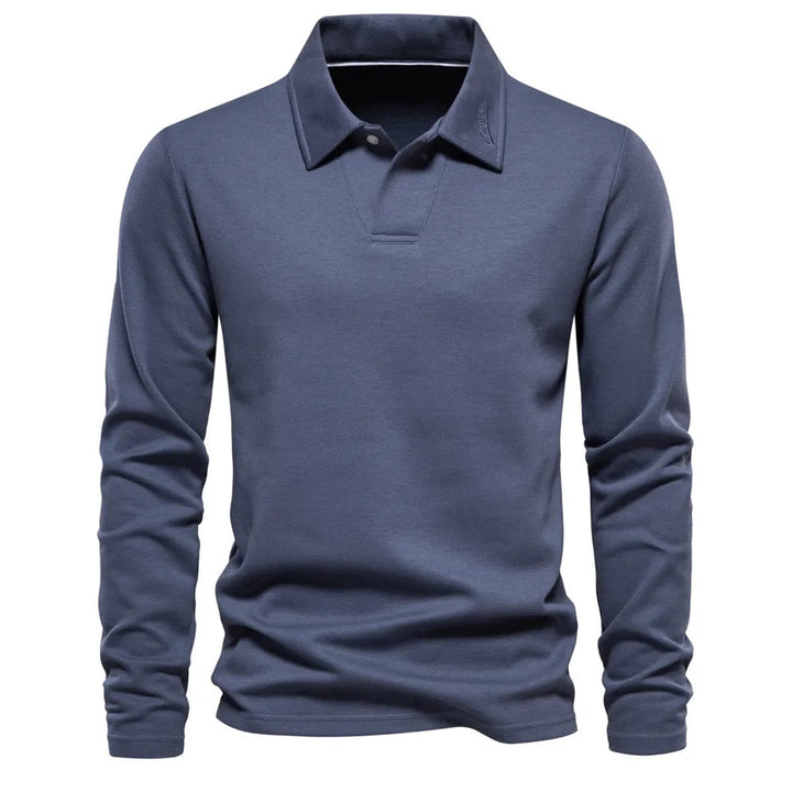 Eleganter Herren Polopullover mit Langarm für Business Casual und Freizeit. Klassischer Strickpullover für Herbst & Winter.