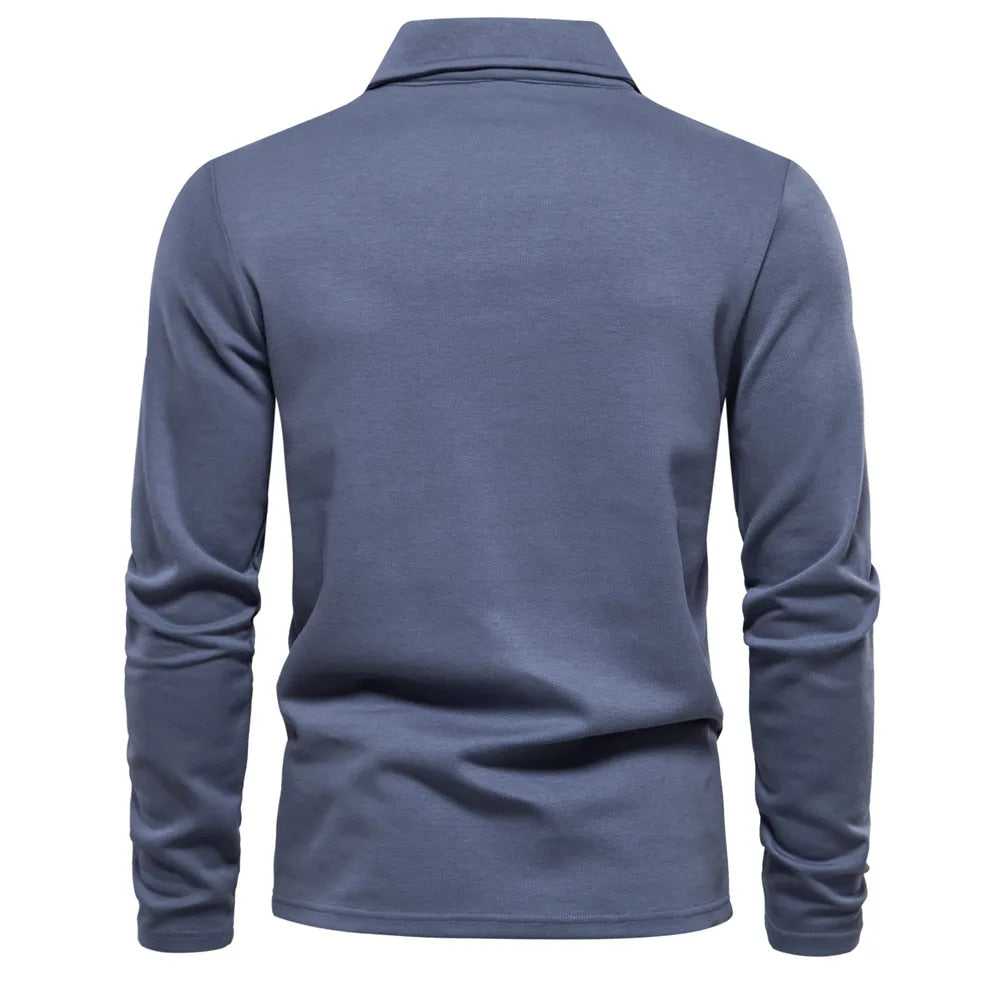 Vielseitiger Herren Polopullover, langärmlig, ideal für Herbst und Winter. Stilvolles Oberteil für Büro oder Freizeit.