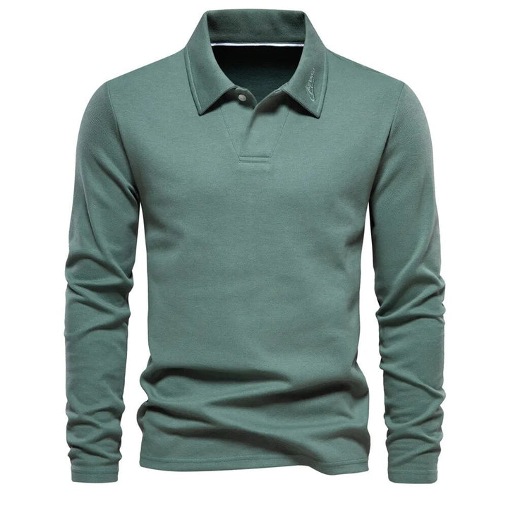 Hochwertiger Herren Langarm-Polopullover. Klassisches, elegantes Strickoberteil für Business Casual und Herbst/Winter.