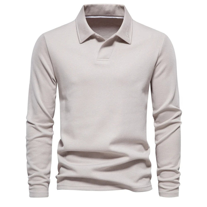 Herren Polopullover Langarm, klassisch und elegant. Perfektes Oberteil für Business-Casual-Looks im Herbst und Winter.