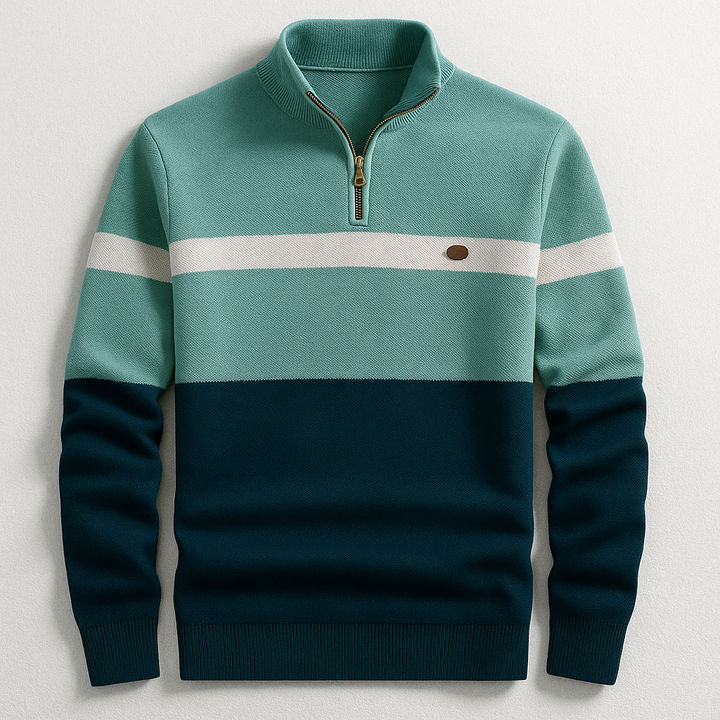 Hochwertiger Herren Pullover, Tailored Fit, mit Viertel-Reißverschluss. Perfekt für Freizeit & Business.