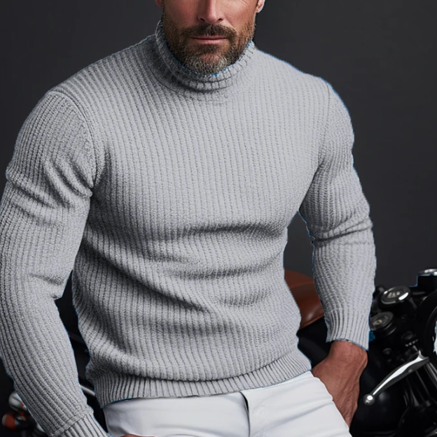 Vielseitiger Herren Rollkragenpullover 'Armin' aus Rippstrick, perfekt für Freizeit, Büro und elegante Anlässe.