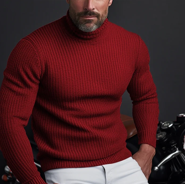Warmer Rippstrick-Rollkragenpullover 'Armin' für Herren, bequeme und stilvolle Winterkleidung.