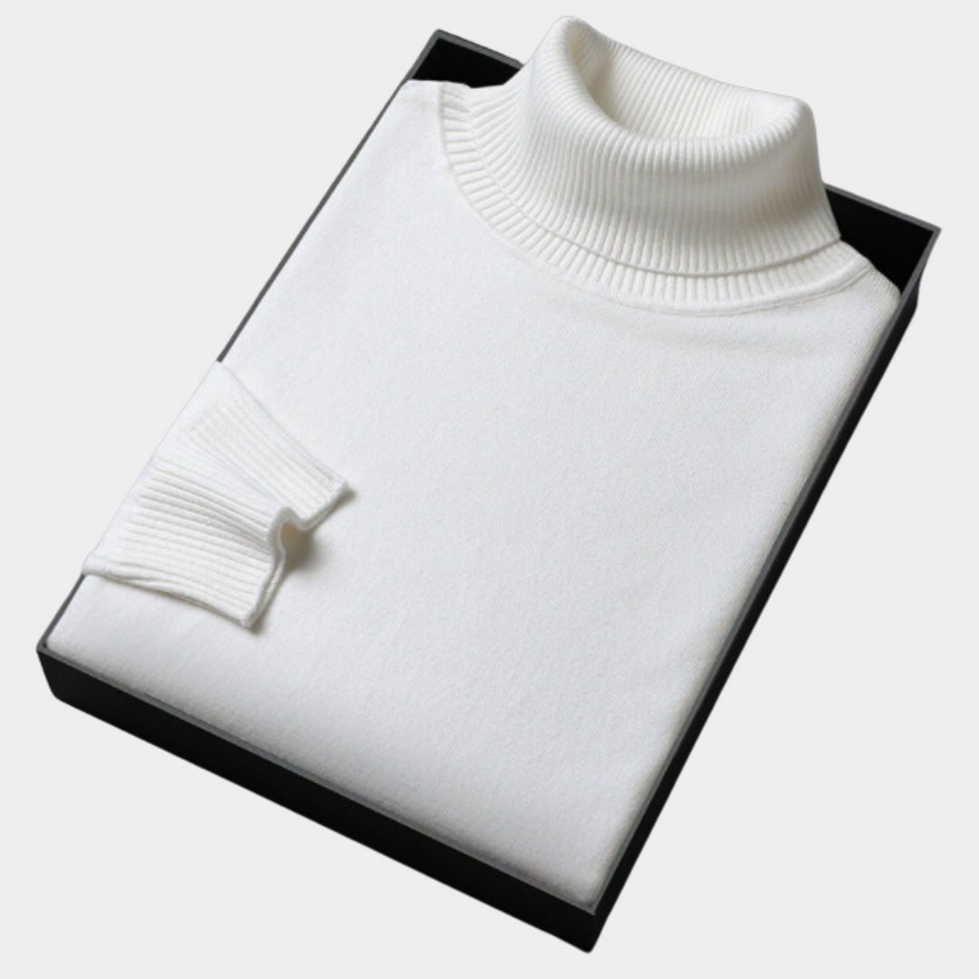Herren Rollkragenpullover in Grau für smarte Business Casual Looks. Komfortabler Frühlings-Langarmpullover für Herren.