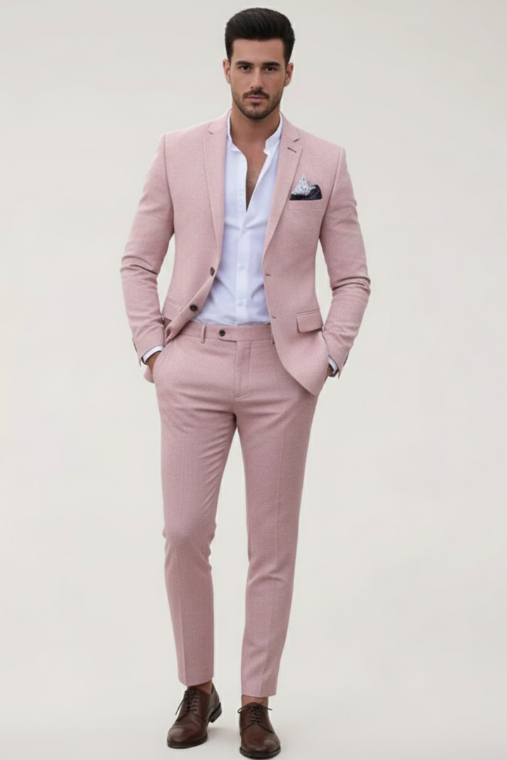 Stilvoller Herren Slim Fit Anzug im Zweiteiler-Set für Frühling. Beinhaltet modernes Sakko und passende Hose für Business & Feier.