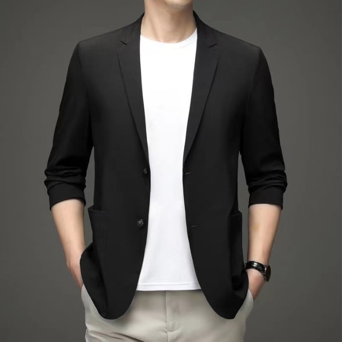 Eleganter Herren Slim Fit Business-Blazer mit zwei Knöpfen, perfekt für moderne Business-Looks und Smart Casual Anlässe.