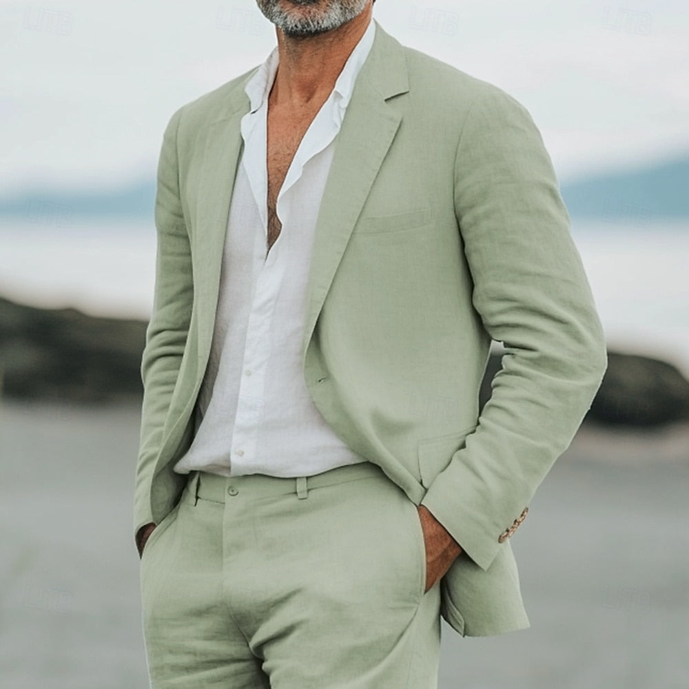 Eleganter Herren Sommeranzug Zweiteiler in leichter Stoffqualität, perfekt für stilvolle Anlässe. Sakko & Hose.