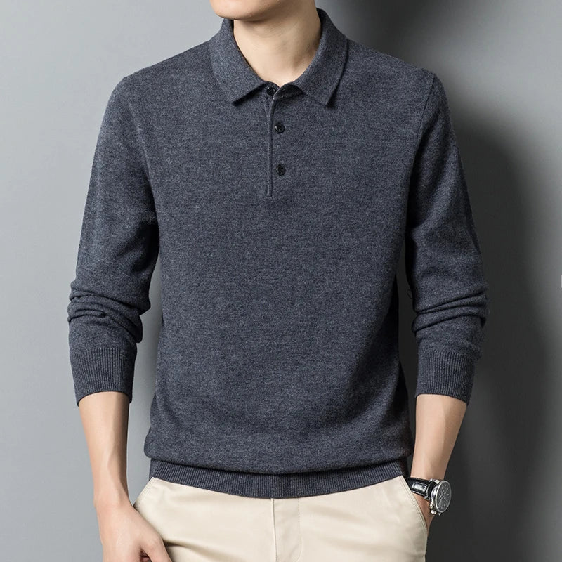 Eleganter Herren Strick Polo Pullover für einen gepflegten Freizeit-Look und Smart Casual Anlässe.