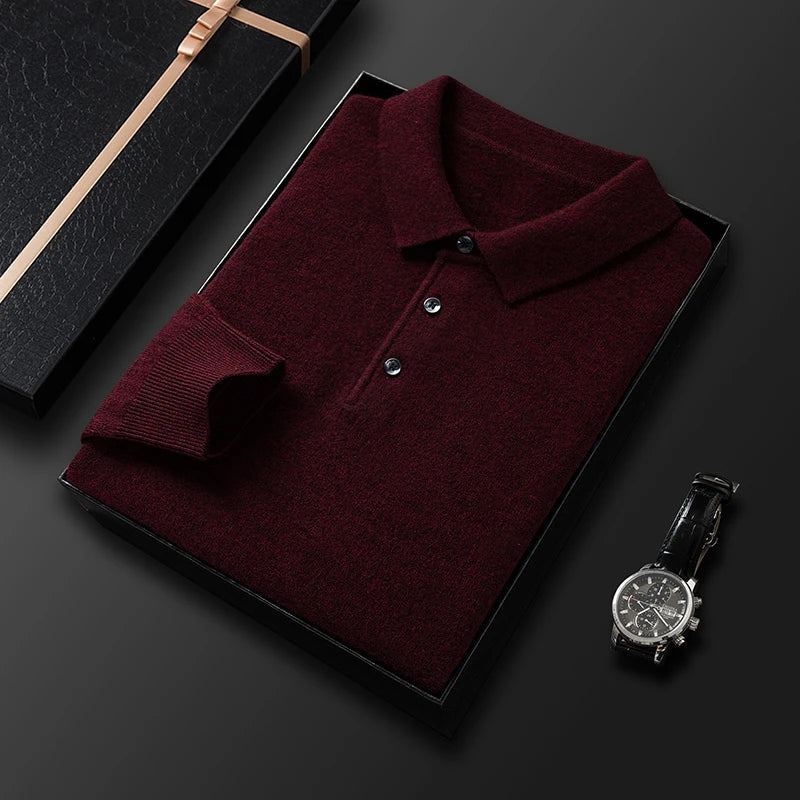 Herren Strick Polo Pullover für den Übergang, ideal als elegantes Oberteil für Smart Casual.