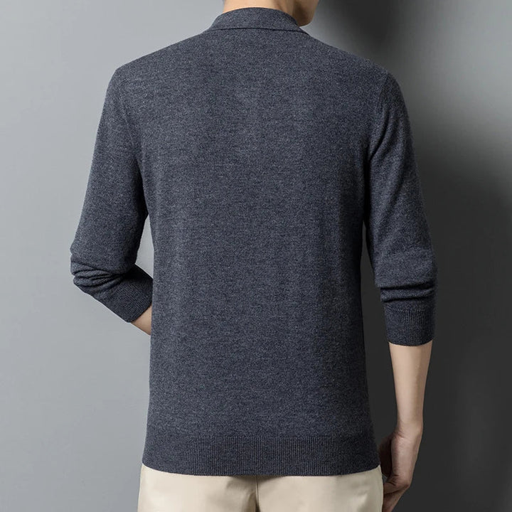 Komfortabler Herren Langarm Strick Polo Pullover, ideales Basic-Oberteil für jede Jahreszeit.