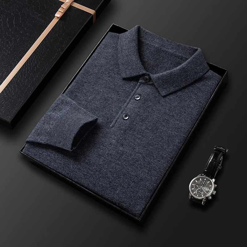 Klassischer Herren Poloshirt Pullover aus Strick, perfekt für stilvolle Freizeit-Mode.