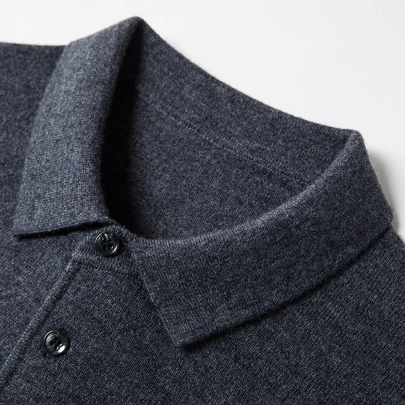 Weicher Herren Strick Polo Pullover, atmungsaktives Langarmshirt für höchsten Tragekomfort.