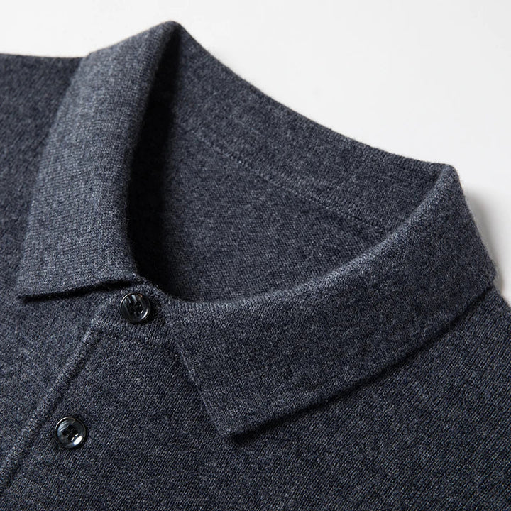 Weicher Herren Strick Polo Pullover, atmungsaktives Langarmshirt für höchsten Tragekomfort.