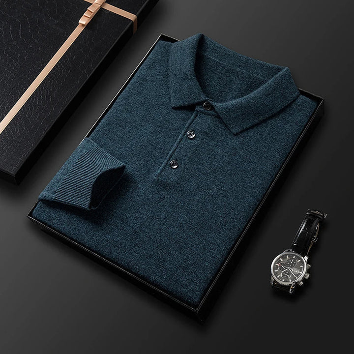 Herren Strick Polo Pullover in Grau, elegant und bequem für den täglichen Freizeit-Stil.