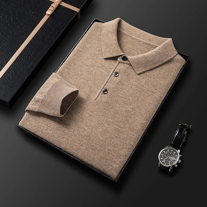 Stylischer Herren Strick Polo Pullover mit Polokragen, perfekt für Smart Casual Outfits.