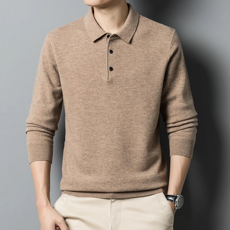 Hochwertiger Herren Strick Polo Pullover, das ideale Oberteil für einen eleganten Freizeit-Look.