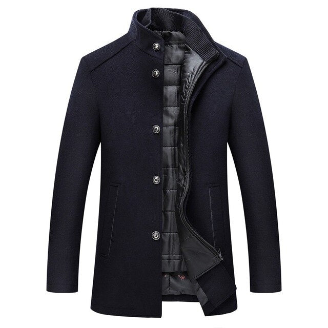 Herren Wintermantel 'Edith' aus Wolle mit komfortablem Steppfutter, kombiniert Eleganz und Wärme für Business & Outdoor.