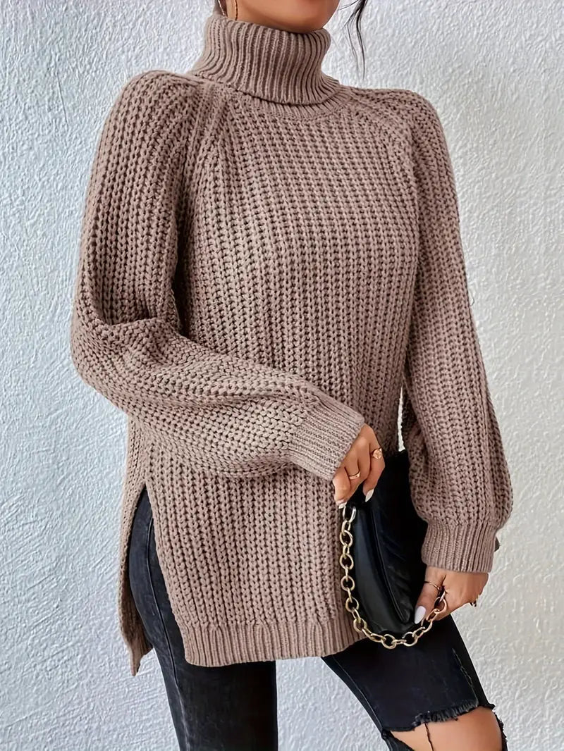 Eleganter Damen Winter Rollkragenpullover, modisch und warm, ideal für stilvolle Winteroutfits.