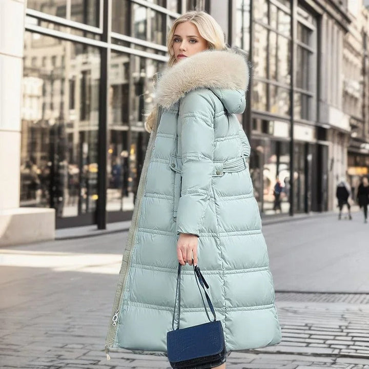 Eleganter Damen Puffer Mantel, langer Schnitt, warm & modern, für anspruchsvolle Damenmode.