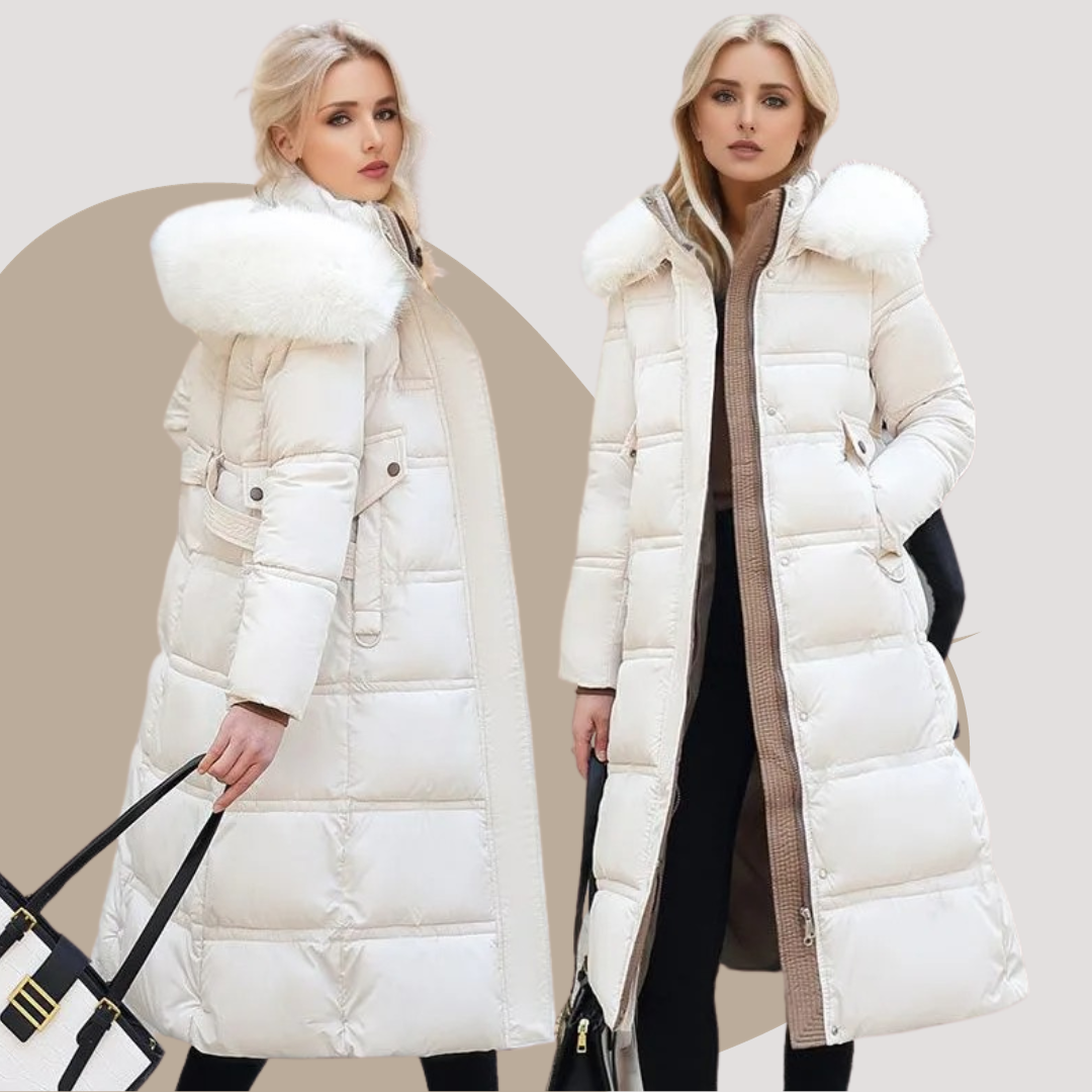 Eleganter Wintermantel Damen, lang & kuschelig, für stilvolle und warme Wintertage.