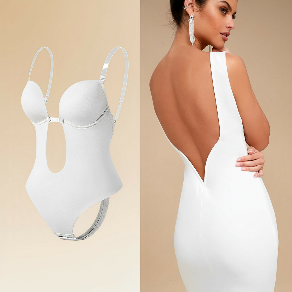 Unsichtbarer rückenfreier Damen-Bodysuit-BH, perfekt für elegante Abendgarderobe und sommerliche Kleider.