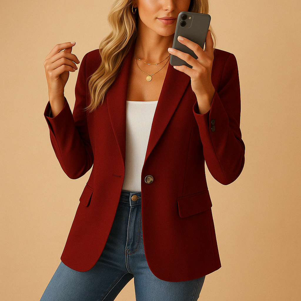 Vielseitiger Damen-Blazer, tailliert und elegant. Kombinierbar für Bürokleidung, Business und casual chic Outfits.