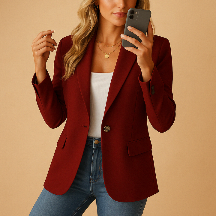 Vielseitiger Damen-Blazer, tailliert und elegant. Kombinierbar für Bürokleidung, Business und casual chic Outfits.