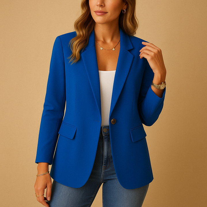 Klassischer taillierter Damen-Blazer, zeitlos elegant. Perfekt für eine seriöse und modische Büro-Ausstrahlung.
