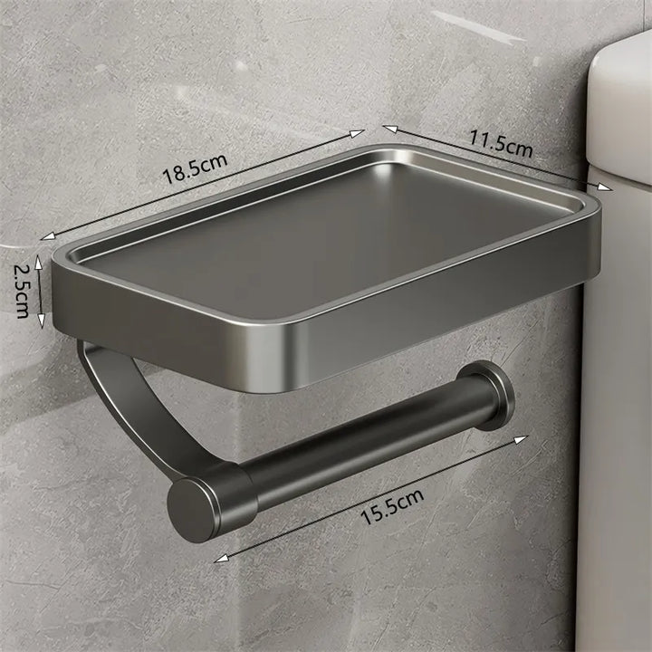 Produktfoto des Toilettenpapierhalters aus Edelstahl, das seine hochwertige Verarbeitung hervorhebt.