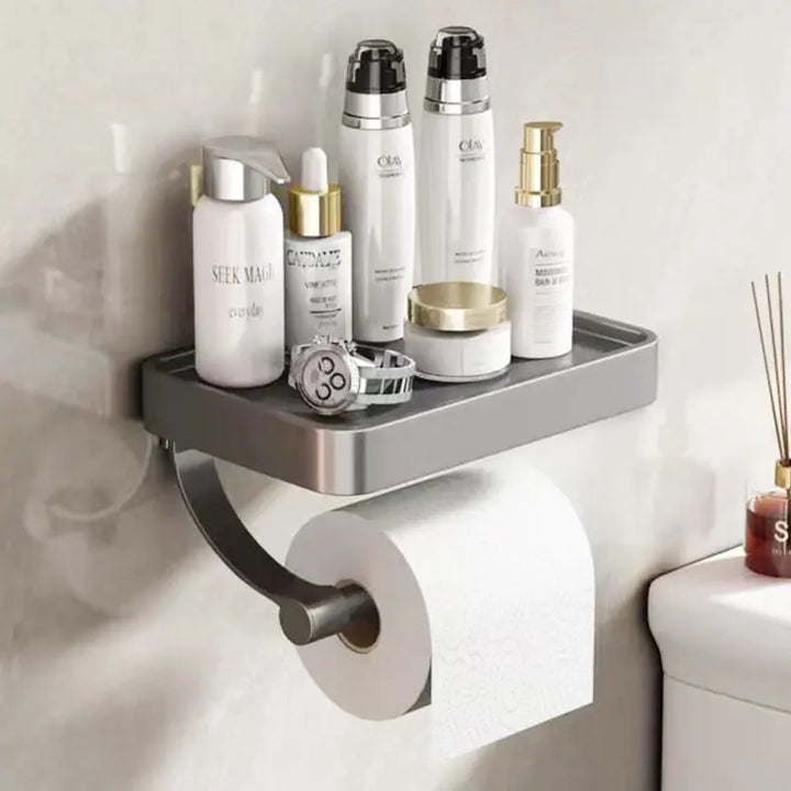 Vorderansicht des Toilettenpapierhalters, der seine elegante Form und Funktionalität demonstriert.