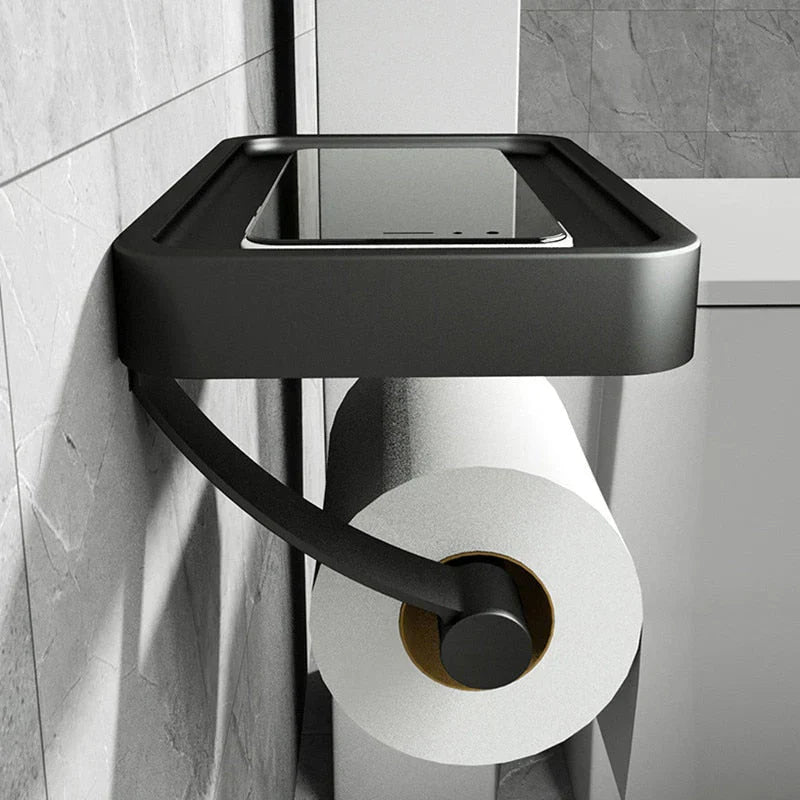 Seitenansicht des Toilettenpapierhalters, der die Tiefe der Ablagefläche zeigt.
