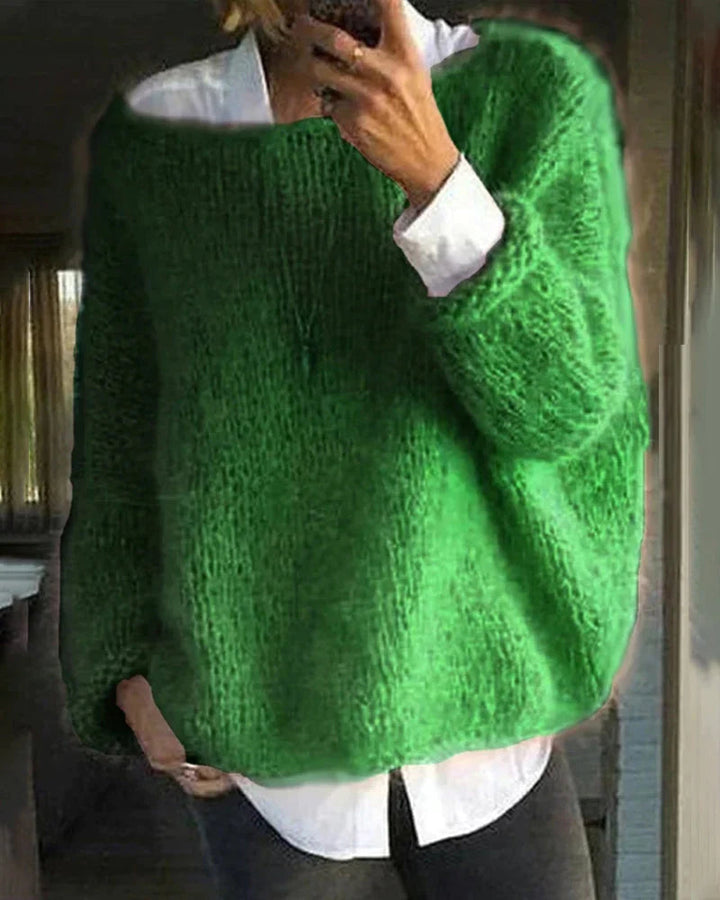 Vielseitiger grüner Damen Strickpullover, elegant und zeitlos, das perfekte Oberteil für den Winter.