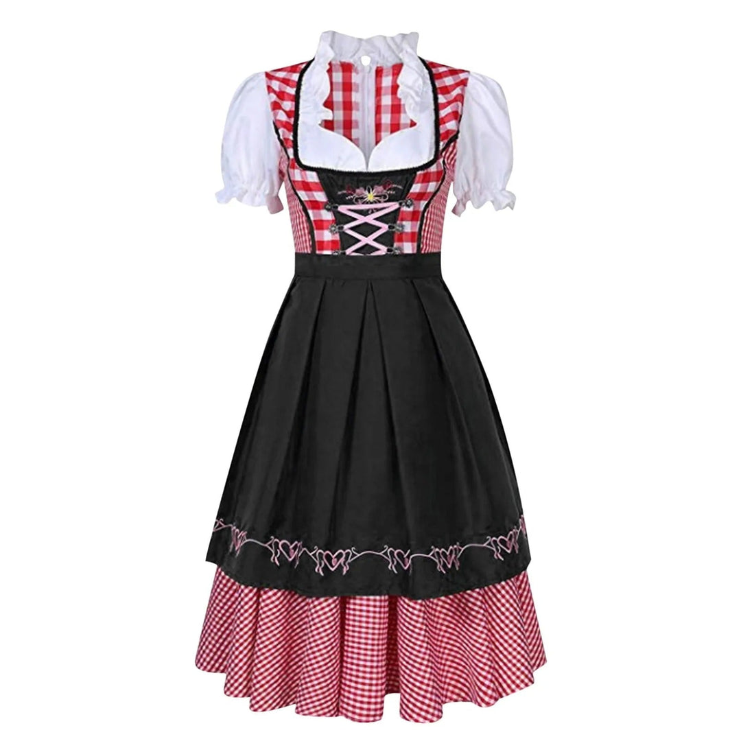 Traditionelles Herbst Damen Dirndlkleid mit Schürze, perfekt für festliche Anlässe und Trachtenmode-Events.