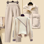 Pullover in Beige und Weiß