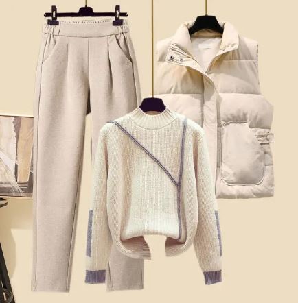 Elegantes Damen 3-teiliges Set: Hose, Weste & Pullover für Business Casual, Freizeit & Alltag. Stilvoll & bequem.