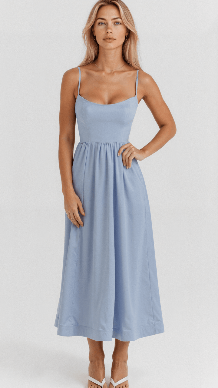 Schickes Damen Midikleid im Ascot-Stil. Perfekt für festliche Anlässe, elegante Sommertage & gehobene Freizeit.