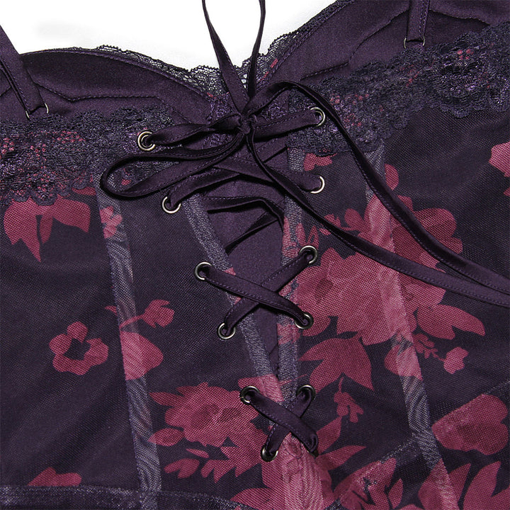 Wunderschönes lila Damen Abendkleid, lang, mit elegantem Print & Fischschwanzsaum, ideal als Herbstkleid für Galas.