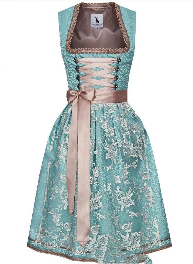 Damen Dirndl Kleid im Retro Stil, getragen, mit Tragekomfort & eleganter Silhouette für Volksfest & Sommerfest.