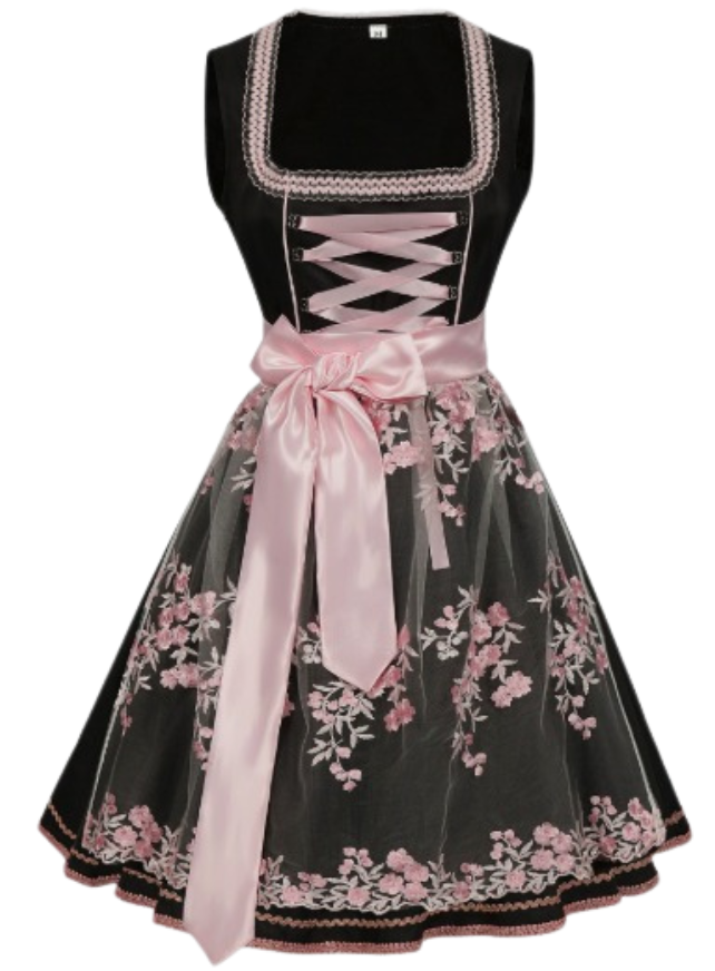 Komplettes Damen Dirndl Outfit im Retro Stil für Oktoberfest. Elegantes Festkleid mit Trachtenmode Charme.