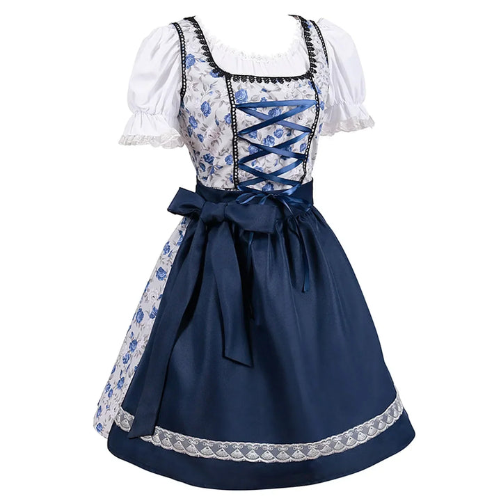 Festliches Frauen Dirndlkleid, traditionell & elegant, mit Puffärmeln; das ideale Outfit für Oktoberfest & Feste.