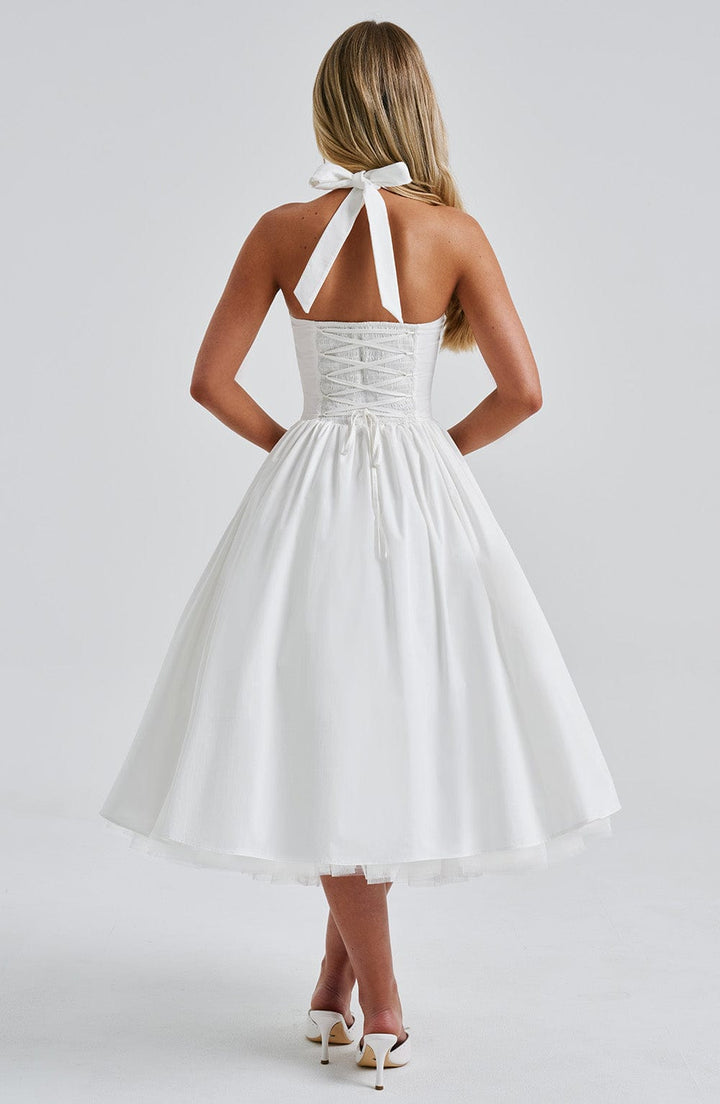 Modisches Damen Halter Midi Kleid, elegant für Hochzeitsfeiern & besondere Gelegenheiten.