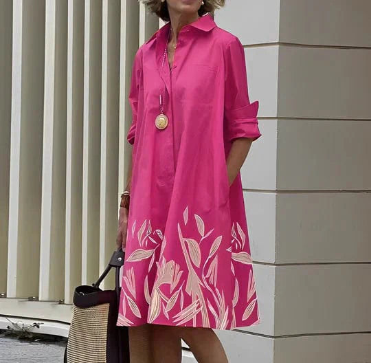 Schickes Freizeitkleid für Damen: Hemdkleid mit zeitlosem Punktemuster. Perfektes Frühlings- & Sommerkleid.