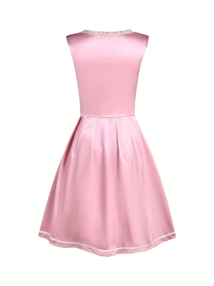 Traditionelles rosa Damen Herbst Dirndlkleid mit detailreicher Schnürung und Schürze, perfekt für Volksfeste.