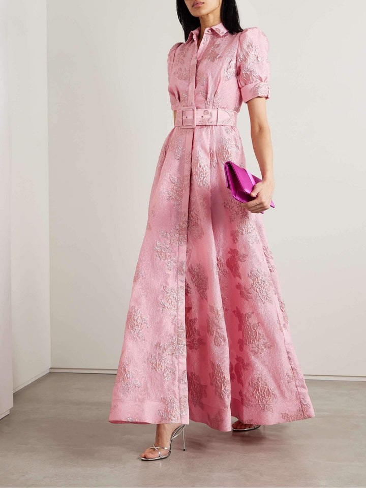 Festliches Blumenkleid aus Jacquard für Damen. Schickes Abendkleid für besondere Anlässe, Frühling & Sommer.