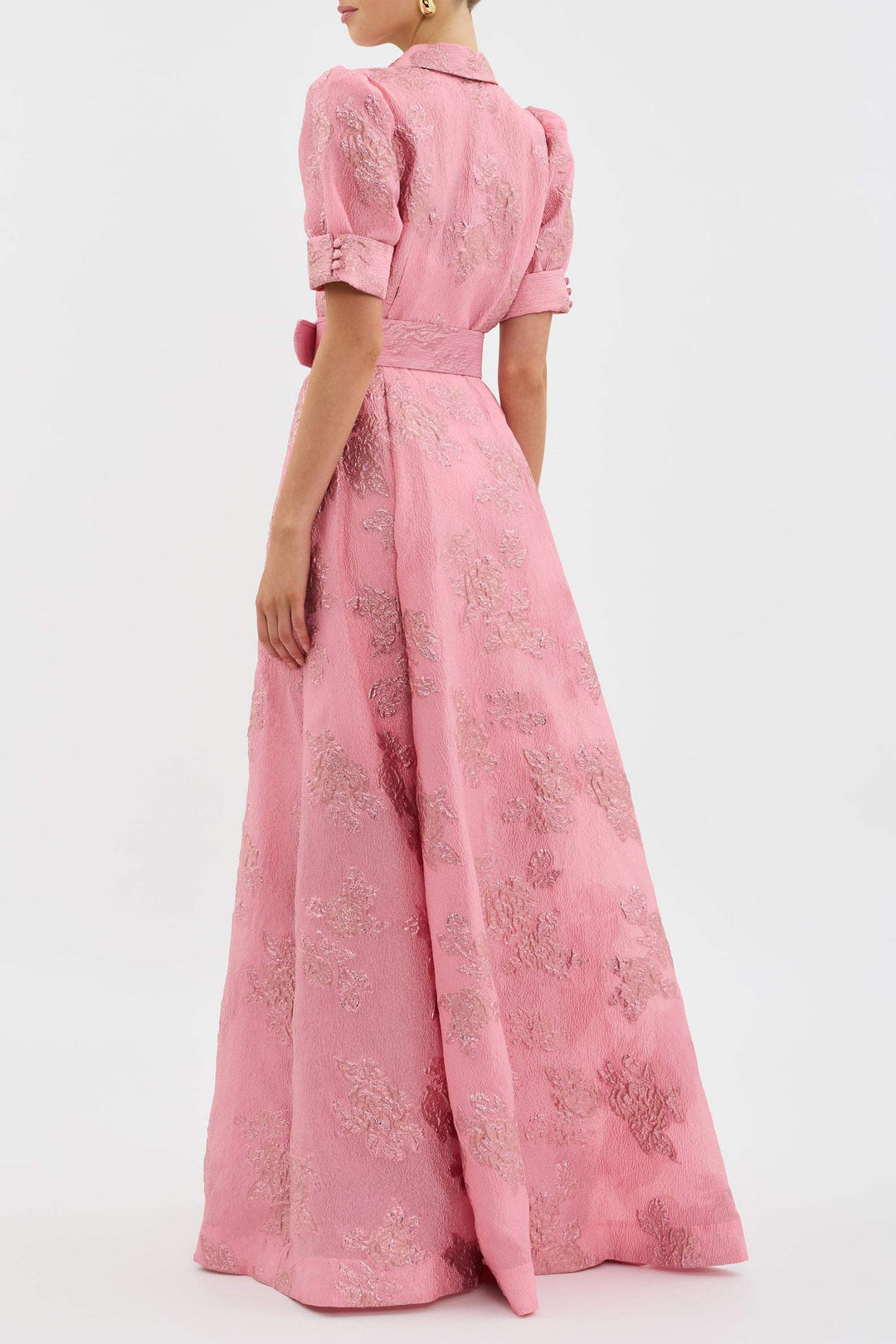 Hochwertiges blumiges Jacquard-Damenkleid. Ein elegantes Partykleid für festliche Events und den Sommer.