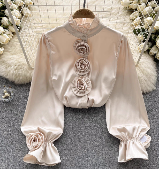 Elegantes Damen Langarmshirt mit Blumenmuster für Herbst & Frühling. Ideal als bequeme Alltagsbluse.
