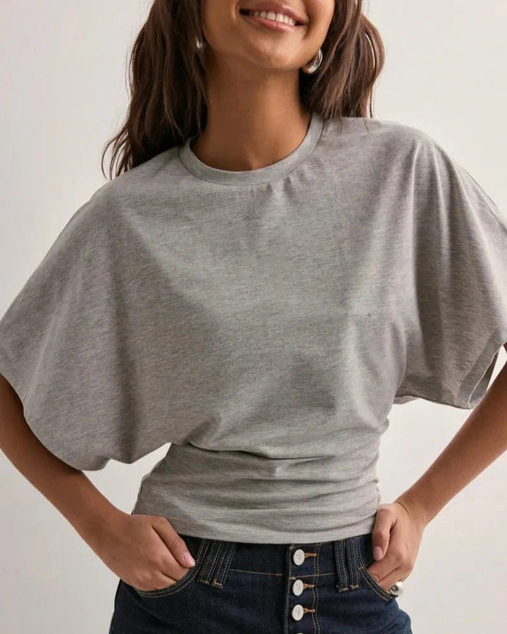 Modernes Damen Langarmshirt: Eleganter Rundhals-Pullover mit Oversize-Schnitt für lässige Eleganz.