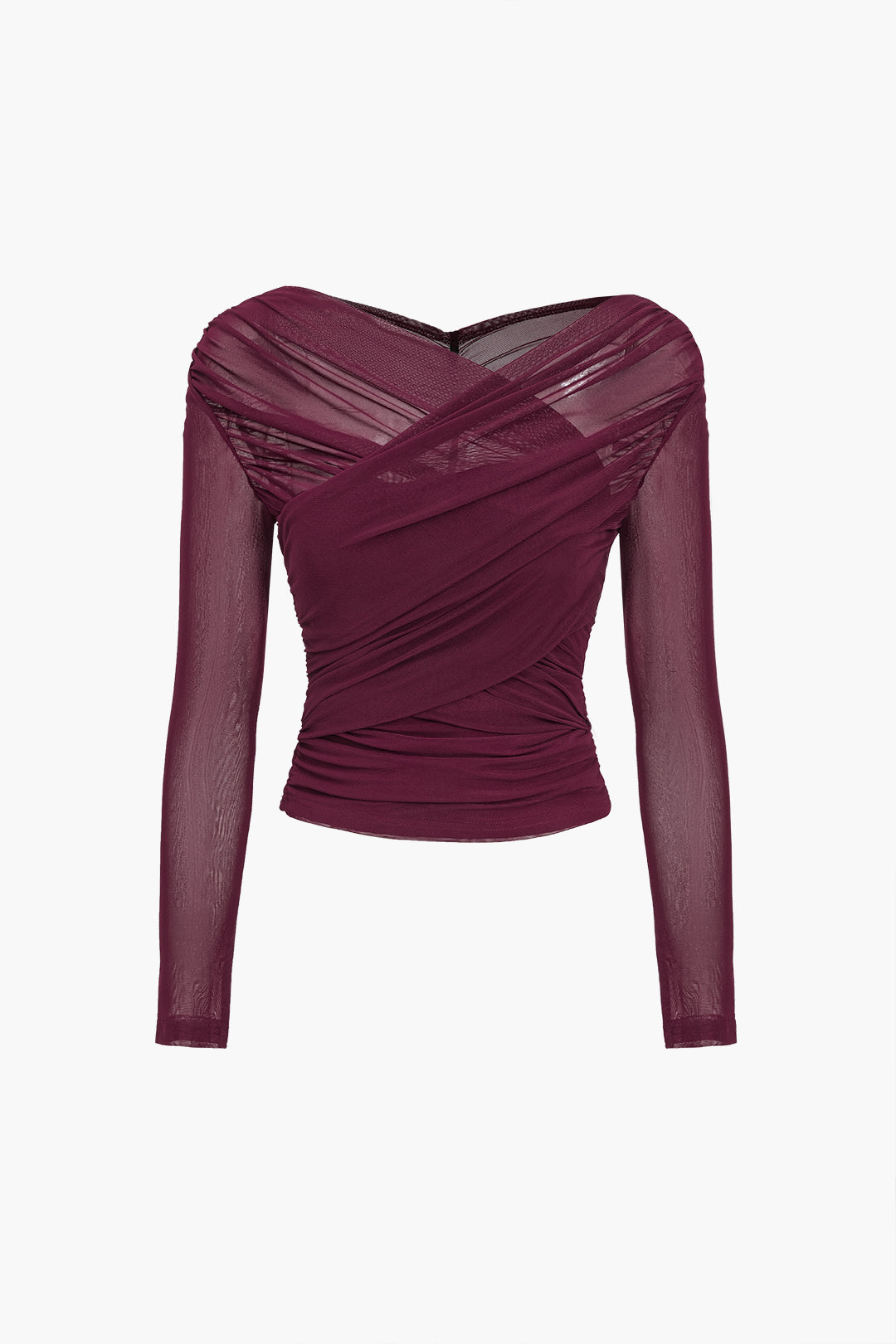 Figurbetontes Damen Langarmtop mit Rüschen, schick für elegante Sommerabende und besondere Anlässe.